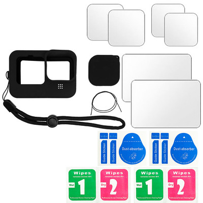 Zaštitna silikonska futrola za GoPro Hero 11 10 9 Crno kaljeno staklo Zaštitna folija Zaštitna folija za objektiv Poklopac za Go Pro 9 dodatak