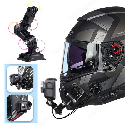 Монтаж за каишка за каска за Gopro Hero11 10 9 8 7 6 5 4 3 Мотоциклет Yi osmo Екшън Спорт Стойка за камера Full Face Държач Аксесоари