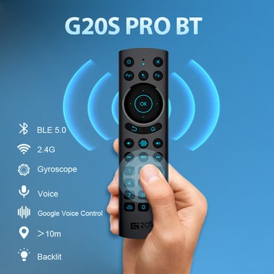 G10S Pro BT Air Mouse 2.4G belaidis giroskopas išmanusis nuotolinio valdymo pultas su balso IR mokymusi, skirta Android TV Box H96 MAX X88 PRO X9