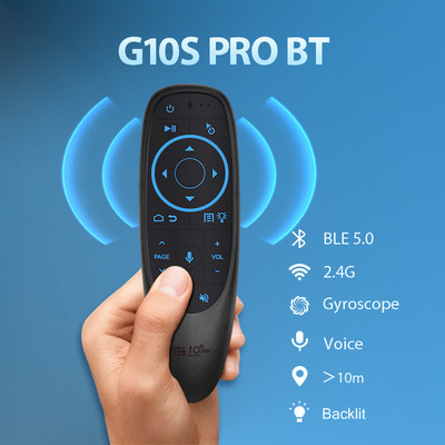 G10S Pro BT Air Mouse 2.4G belaidis giroskopas išmanusis nuotolinio valdymo pultas su balso IR mokymusi, skirta Android TV Box H96 MAX X88 PRO X9