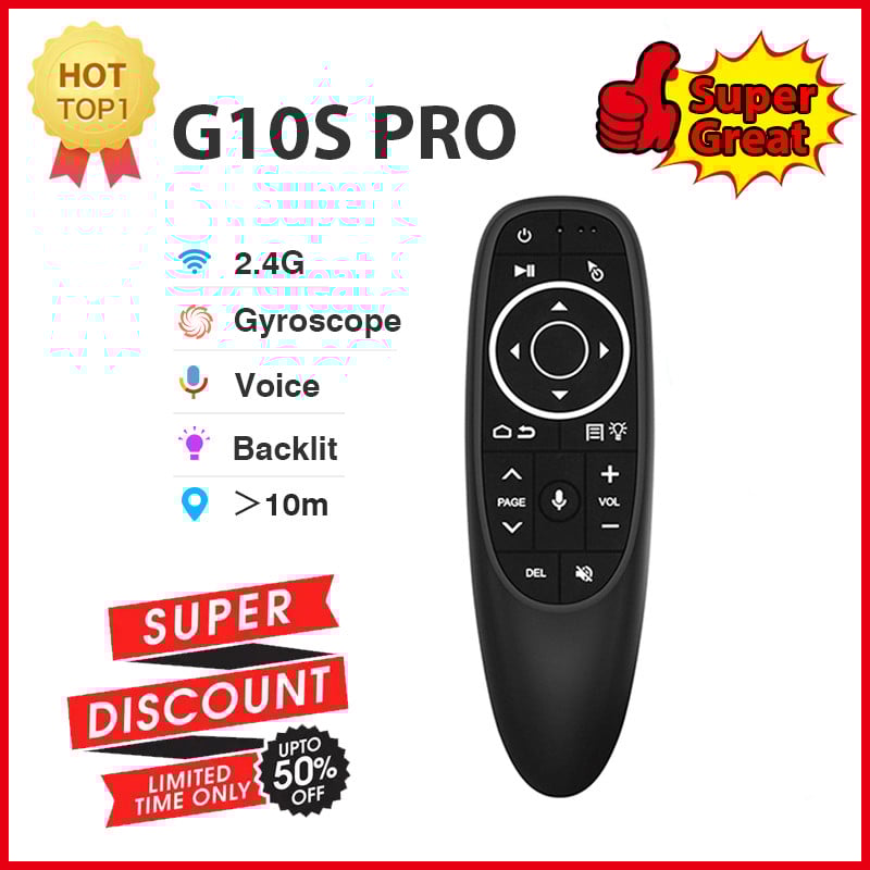 G10S Pro BT Air Mouse 2.4G belaidis giroskopas išmanusis nuotolinio valdymo pultas su balso IR mokymusi, skirta Android TV Box H96 MAX X88 PRO X9