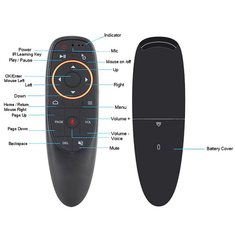 G10S Pro BT Air Mouse 2.4G belaidis giroskopas išmanusis nuotolinio valdymo pultas su balso IR mokymusi, skirta Android TV Box H96 MAX X88 PRO X9