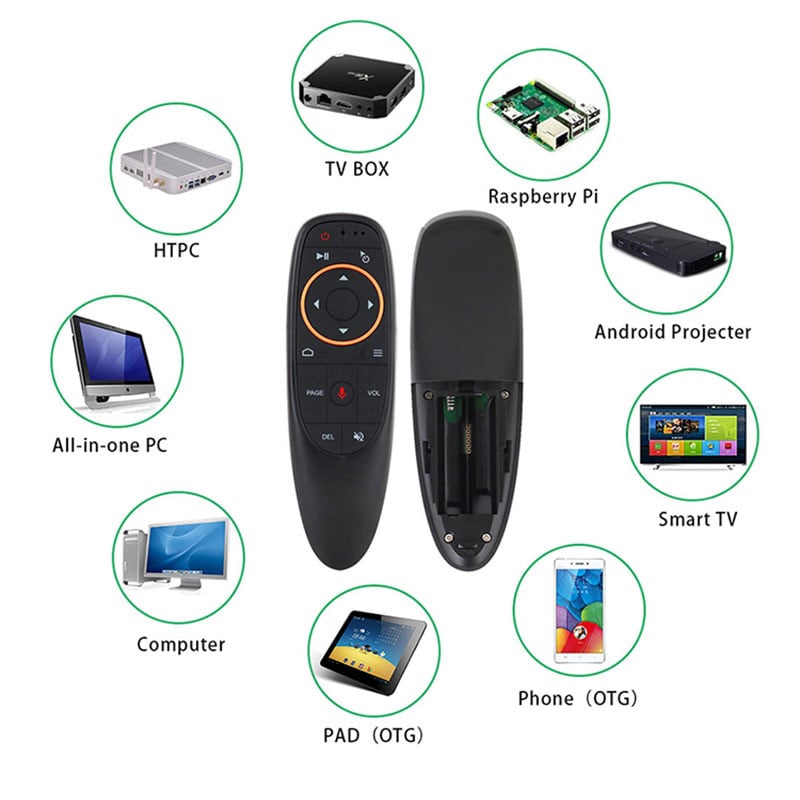 G10S Pro BT Air Mouse 2.4G belaidis giroskopas išmanusis nuotolinio valdymo pultas su balso IR mokymusi, skirta Android TV Box H96 MAX X88 PRO X9