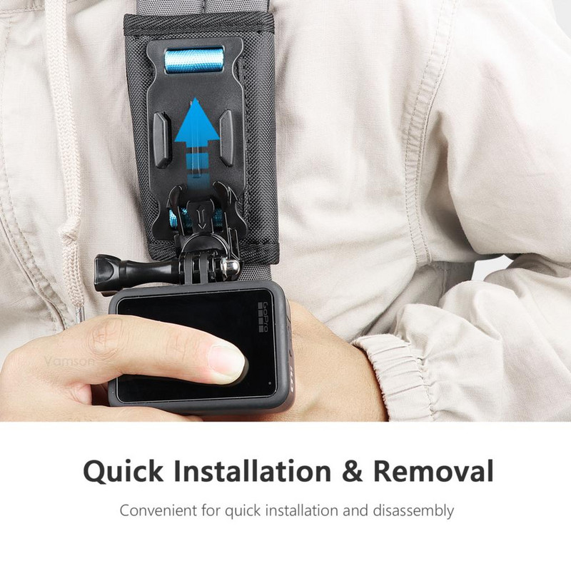 Vamson za Insta360 X3 Dodaci 360 stupnjeva Rotirajući ruksak Clip Clamp Mount za Insta360 One X2 Dji Action 3 2 Go Pro kameru