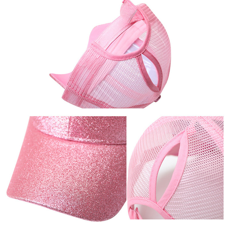 Egyszínű női magas lófarok baseballsapka nyári légáteresztő hálós napellenző futóhálós kalap kamionvezető baseballsapka