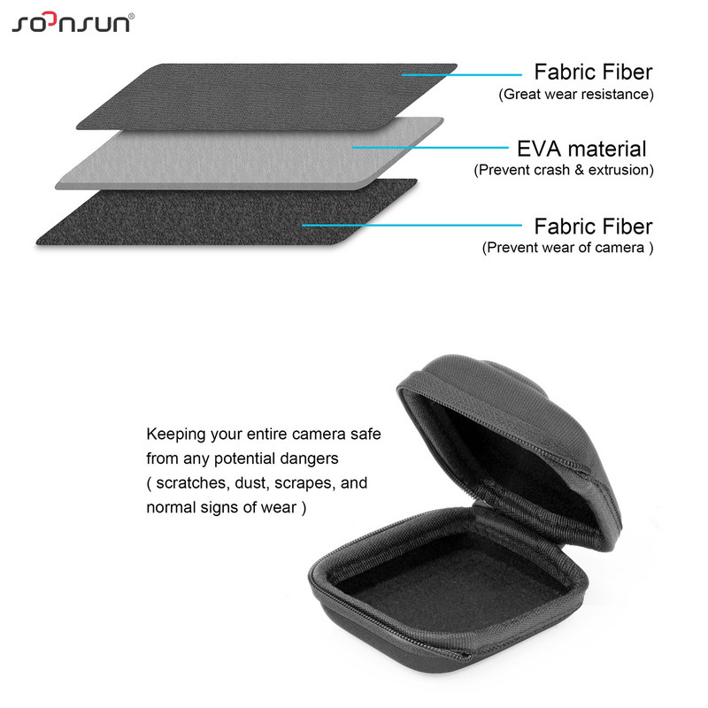 SOONSUN torba za pohranu, torbica za GoPro Hero 11 10 9 ili 8 crna ili 5 6 7 prijenosna mini kutija, kompaktna zaštitna torbica Go Pro dodaci