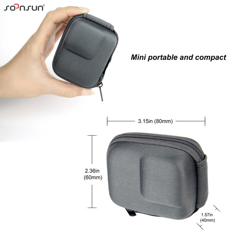 SOONSUN torba za pohranu, torbica za GoPro Hero 11 10 9 ili 8 crna ili 5 6 7 prijenosna mini kutija, kompaktna zaštitna torbica Go Pro dodaci