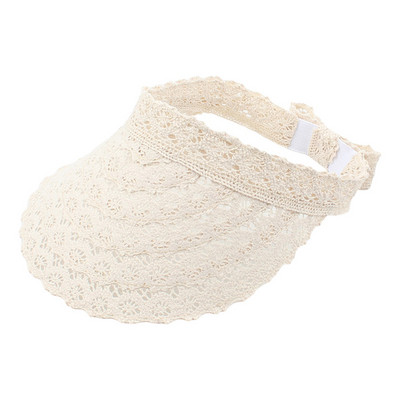 Ženski prazan cilindar, jednobojna, slatka, čipkasta, izdubljena kapa za zaštitu od sunca s velikim obodom, kapa za sportove na otvorenom