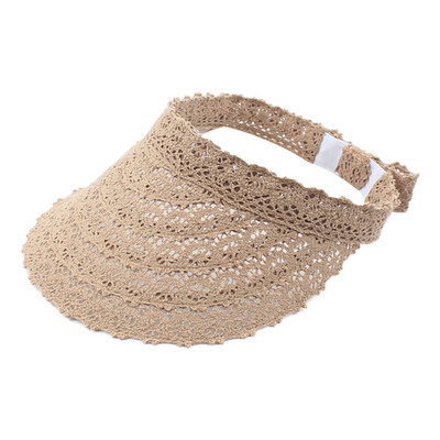 Ženski prazan cilindar, jednobojna, slatka, čipkasta, izdubljena kapa za zaštitu od sunca s velikim obodom, kapa za sportove na otvorenom