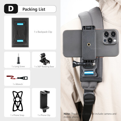 za Gopro 11 10 9 8 7 6 5 Session Accessories Ruksak Clip za Go Pro Fixed Bracket Base za DJI OSMO Vamson VP526