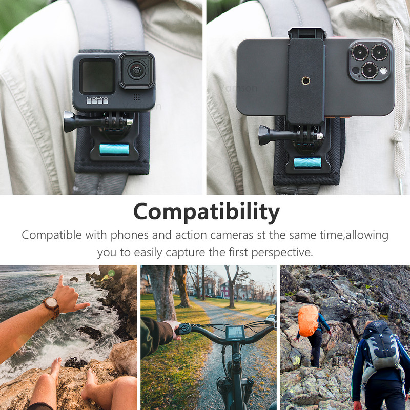 za Gopro 11 10 9 8 7 6 5 Session Accessories Ruksak Clip za Go Pro Fixed Bracket Base za DJI OSMO Vamson VP526