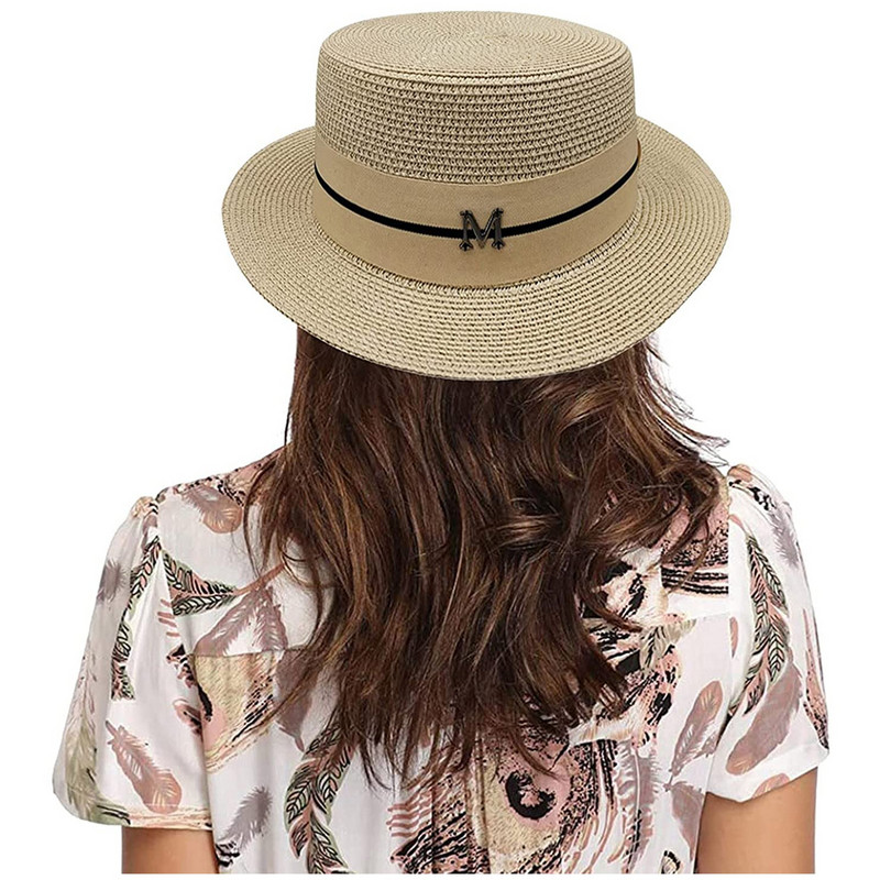 Ženski široki slamnati panama šešir na roladu Floppy šešir od tvida Šešir za plažu Ljetni ženski šešir za zaštitu od sunca sa širokim obodom Fedora šešir