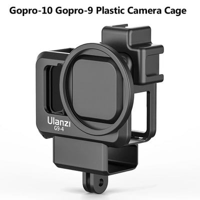 Ulanzi GoPro 11 10 9 műanyag kameratartó a GoPro Hero 11 10 9 fekete házhoz, mikrofon és kitöltő könnyű hidegcipő vlog kiegészítők