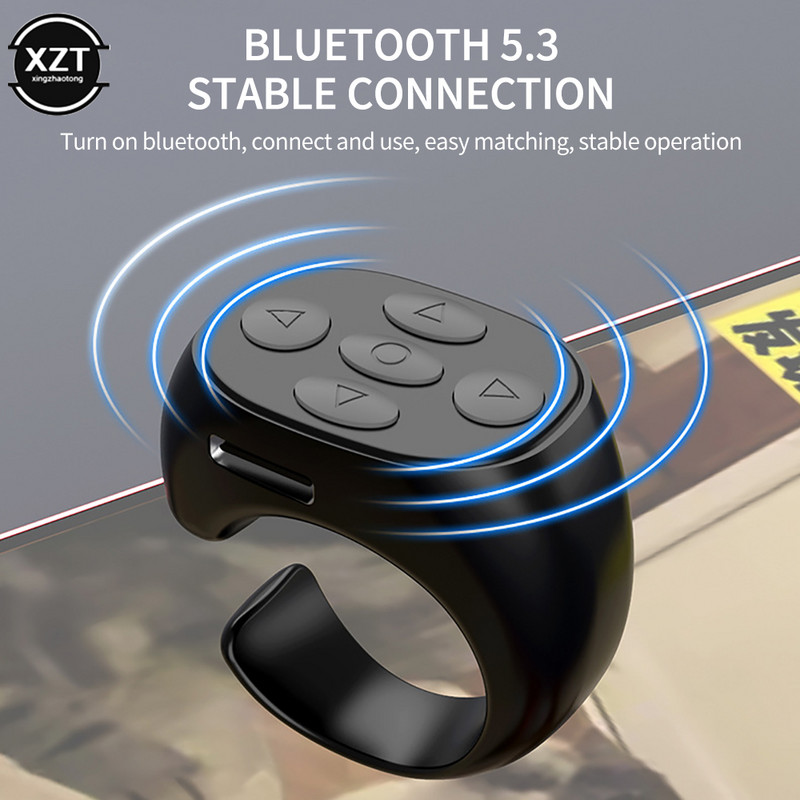 Controler video cu vârful degetelor compatibil cu Bluetooth Dispozitiv de răsturnare a paginii pentru video scurte Telecomandă de la distanță a telefonului mobil Controller de inel