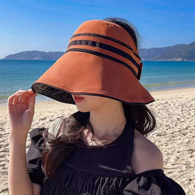 Pălărie Capă detașabilă Top cu fermoar Pălărie de top goală Pălării de soare anti-UV Pălării de soare pentru femei, din bumbac, pliabilă, cu boruri late, șapci cu vizor