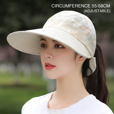 Pălărie de soare pentru femei de vară, șapcă cu viziere cu imprimeu cu flori, șapcă de baseball cu boruri scalabile, cu protecție UV, în aer liber, pentru plajă.