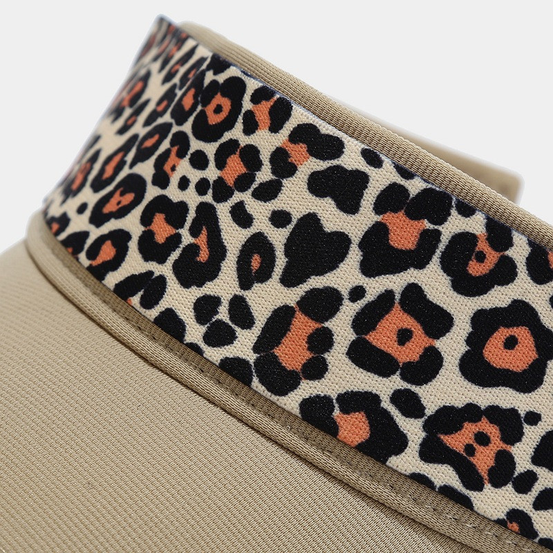 Leopard Print Visor Cepures Sieviešu āra ikdienišķa saules aizsardzība Tukši augšējie vāciņi