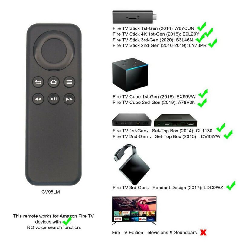 Használt eredeti Bluetooth kompatibilis TV távirányító az Amazon 2. generációs Fire TV Fire TV Fire Stick TV lejátszó dobozhoz CV98LM