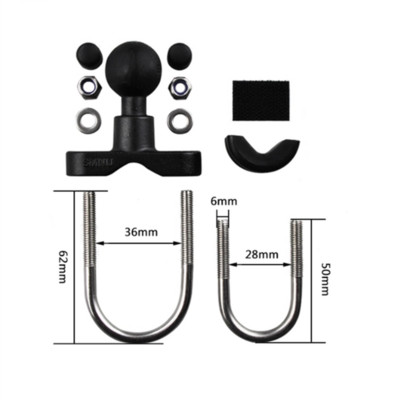 Za Garmin TomTom GPS Ram aluminijska dvostruka utičnica, 1 inčna kuglasta baza, četvrtasta, okrugla dijamantna baza za montažu s AMP uzorkom rupa