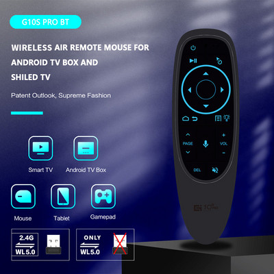 G10S Pro BT Air Mouse Mini Balso nuotolinio valdymo pultas 2.4G belaidis išmanusis foninio apšvietimo nuotolinio valdymo pultas Giroskopo jutimo mikrofonas BT5.0, skirtas Smart TV