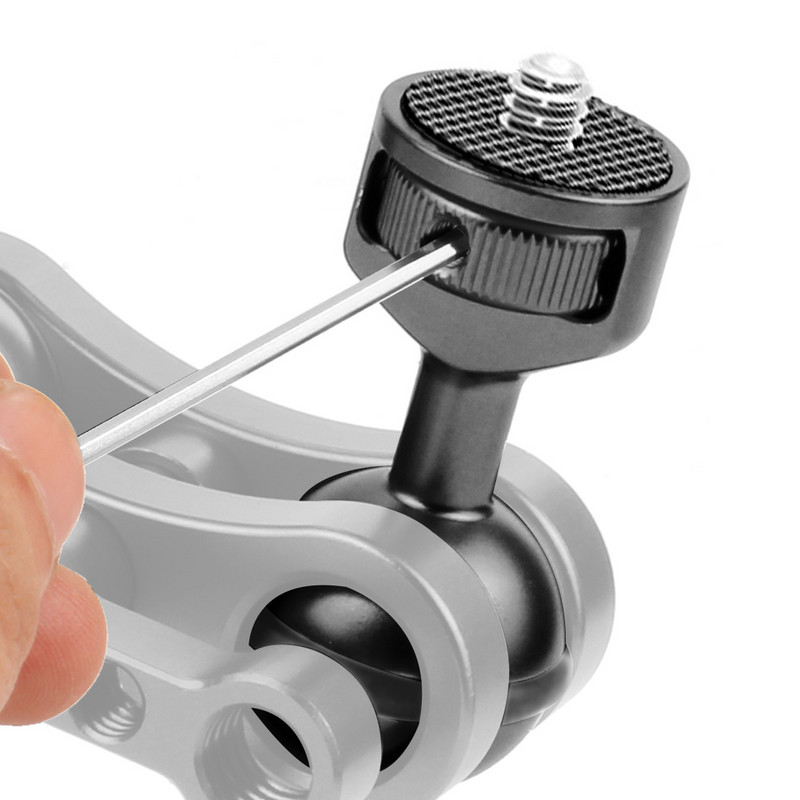 CNC 1 hüvelykes golyósfej-adapter 1/4" M5 állítható csavarral rögzített rögzítés GoPro kamerához víz alatti búvártartó tálca lámpabilincs