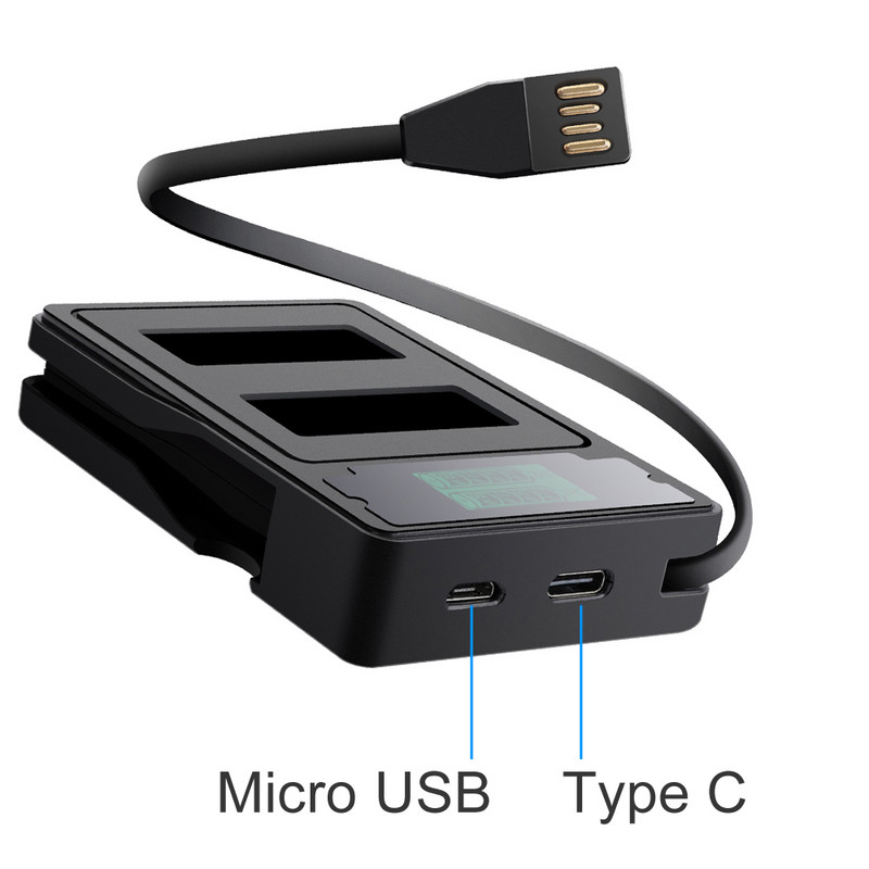 Za GoPro Hero 11 10 9 crni punjač baterije s dva priključka s LCD zaslonom Kabel za punjenje za Go Pro 10 9 GoPro9 Hero9 pribor