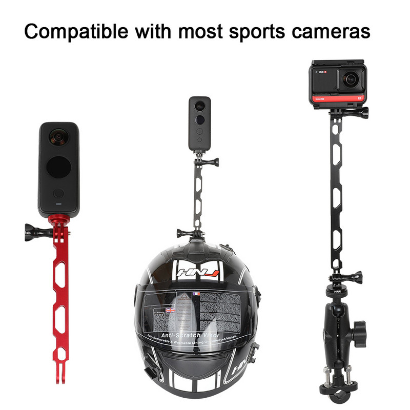 Aliuminio lydinio prailginimo svirtis, metalinė stulpelio tvirtinimo šalmo lazda, skirta Gopro 11/10/9/MAX/8/7/6/5, Insta360 One RS/RX/X2 priedai