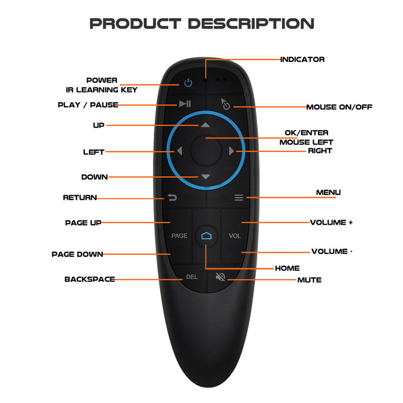G10S Pro BT Air Mouse 2.4G bežični žiroskop Pametni daljinski upravljač s glasovnim IR učenjem za Android TV Box Projektor Računalo