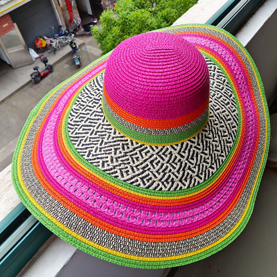 Ogroman slamnati šešir sklopivi ljetni šešir za sunčanje s UV zaštitom ins net crveni šešir za sunčanje na plaži Šešir od slame