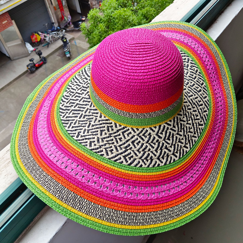 Ogroman slamnati šešir sklopivi ljetni šešir za sunčanje s UV zaštitom ins net crveni šešir za sunčanje na plaži Šešir od slame