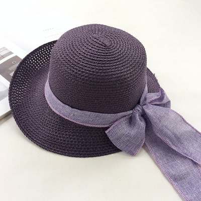 Nova modna ravna kapa za sunčanje Biciklistička putna planinarska kapa s vrpcom i mašnom Šešir za plažu s velikim obodom Klasične sklopive slamnate kape