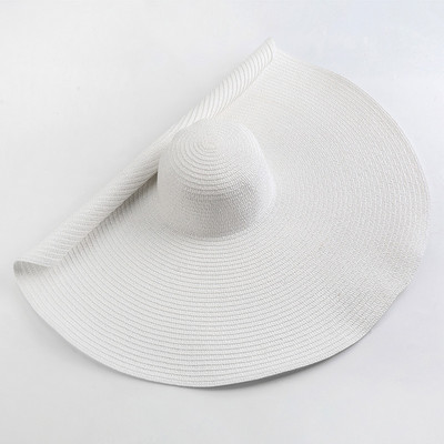 Túlméretes, széles karimájú szalma strandkalap nőknek, nagy UV védelemmel ellátott nyári floppy összecsukható napvédő sapka