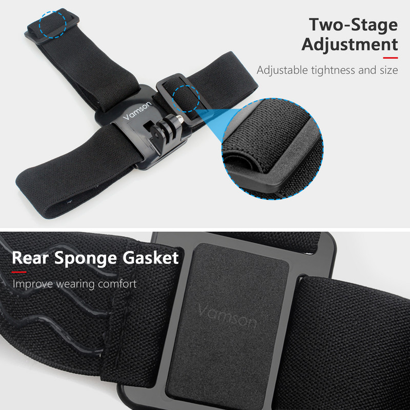 Vamson galvas siksna priekš Gopro Hero 10 9 8 7 6 Kameras piederumi Mobilā tālruņa klipu labojums iPhone 13 12 11 Xiaomi Samsung Huawei