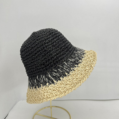 2022 nyári horgolt szalmakalap női összecsukható panama sapka UV napfénysapka Boho színes csíkos horgászkalap nyaraláshoz strandkalap