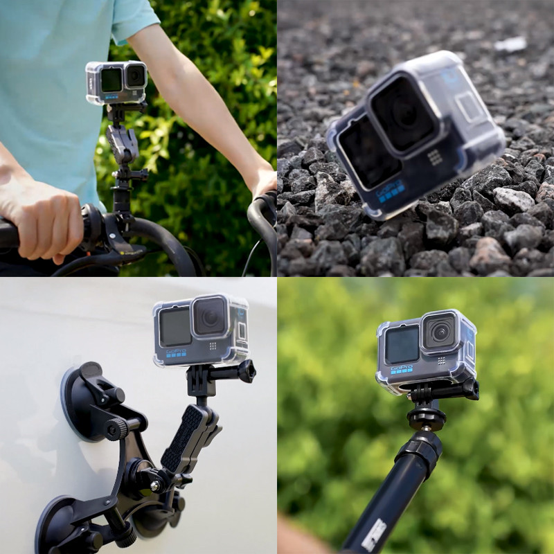 Air Armour Case for GoPro Hero 11 10 9 fekete zuhanásgátló átlátszó TPU ütésálló ház fedél kamera edzett üveg képernyőfólia