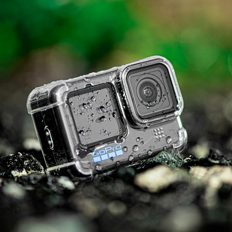 Air Armour Case for GoPro Hero 11 10 9 fekete zuhanásgátló átlátszó TPU ütésálló ház fedél kamera edzett üveg képernyőfólia