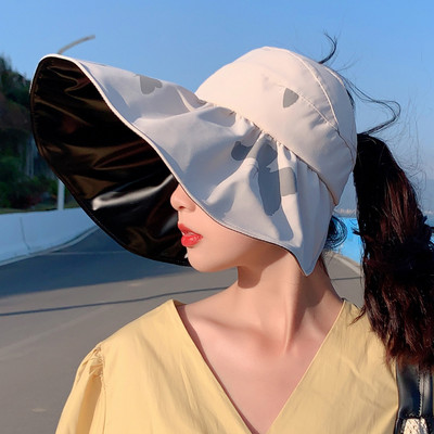 COKK Ljetni šešir Ženski otisnuti leptiri Veliki obodi Krema za sunčanje na otvorenom Zaštita od UV zračenja Sklopivi šešir za sunčanje s praznim vrhom Ženski šešir za putovanje na plažu