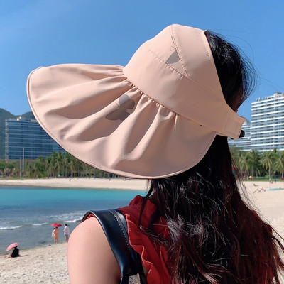 COKK Ljetni šešir Ženski otisnuti leptiri Veliki obodi Krema za sunčanje na otvorenom Zaštita od UV zračenja Sklopivi šešir za sunčanje s praznim vrhom Ženski šešir za putovanje na plažu