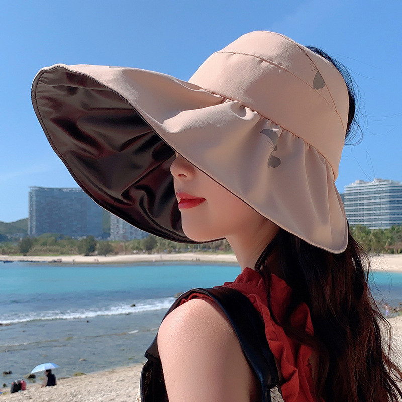 COKK Ljetni šešir Ženski otisnuti leptiri Veliki obodi Krema za sunčanje na otvorenom Zaštita od UV zračenja Sklopivi šešir za sunčanje s praznim vrhom Ženski šešir za putovanje na plažu