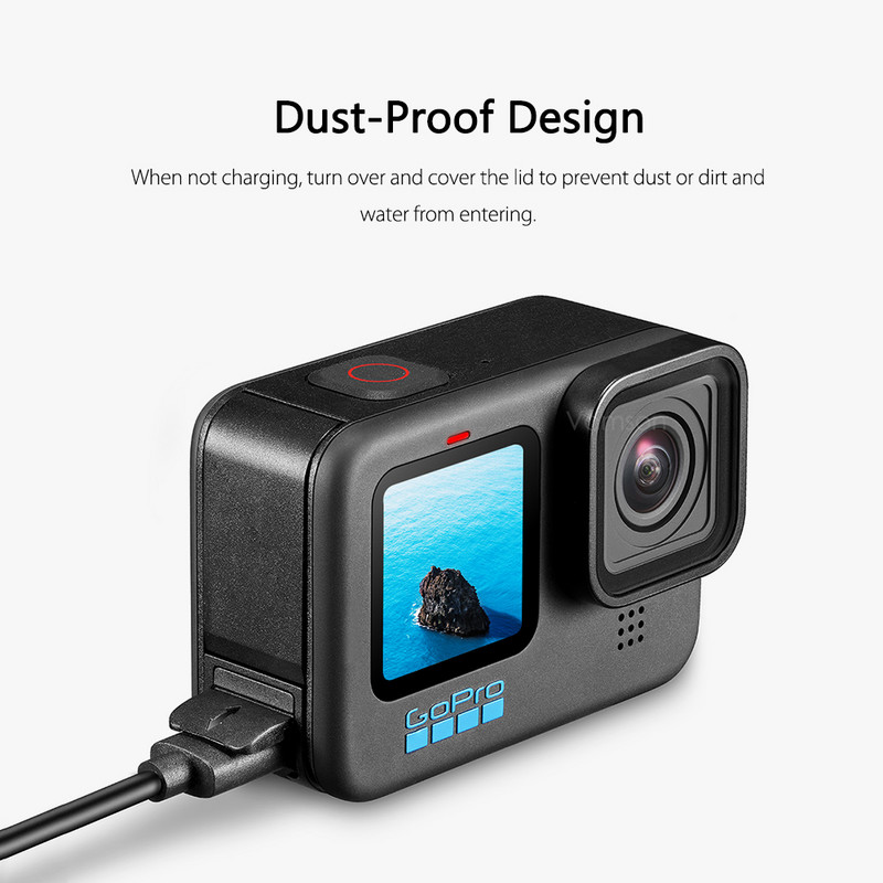 Vamson for Gopro Hero 10 9 melns silikona aizsargapvalks ar rūdīta stikla plēves akumulatora sānu futrālīti GoPro 11 piederumiem