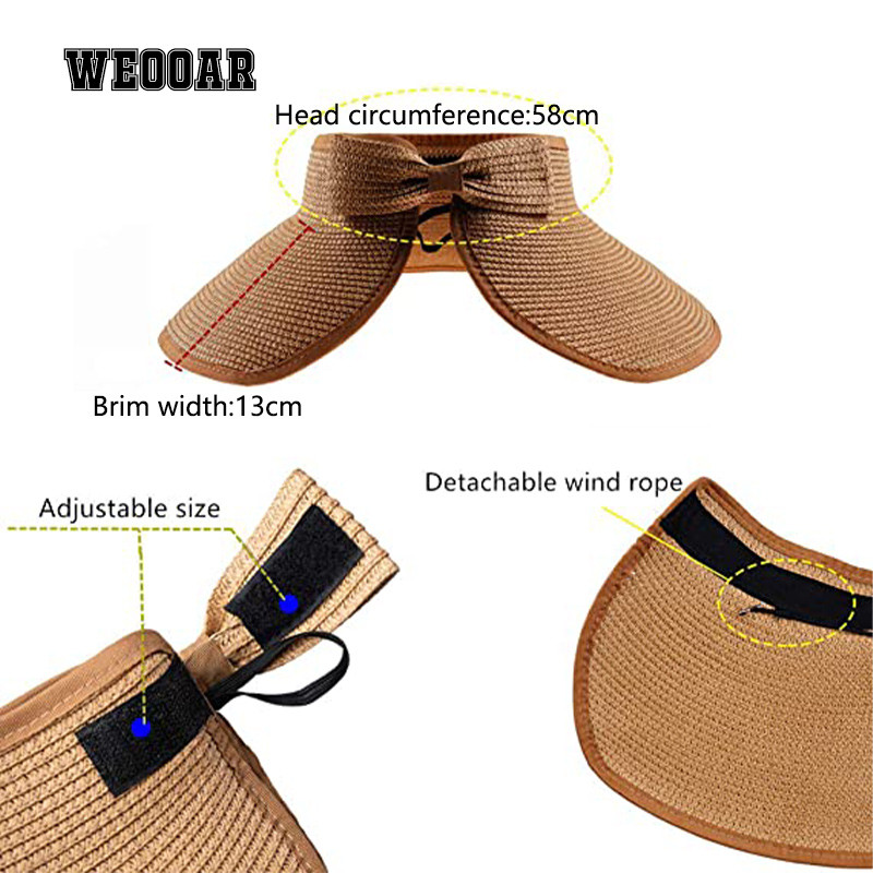 WEOOAR sklopivi ženski ljetni šeširi Slamnati šešir Štitnik za sunce Ženska kapa sa širokim obodom Muški panama šešir za plažu 2021. Bucket Chapeau MZ155