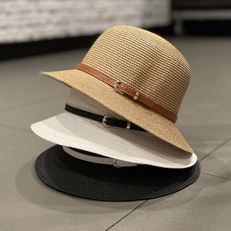 Šeširi za sunce Modni ženski ljetni panamski šešir 2022. Šešir s kantom Pojas Dekoracija Zaštita od sunca Slamnati šešir Ženski šešir za putovanje, odmor na plaži