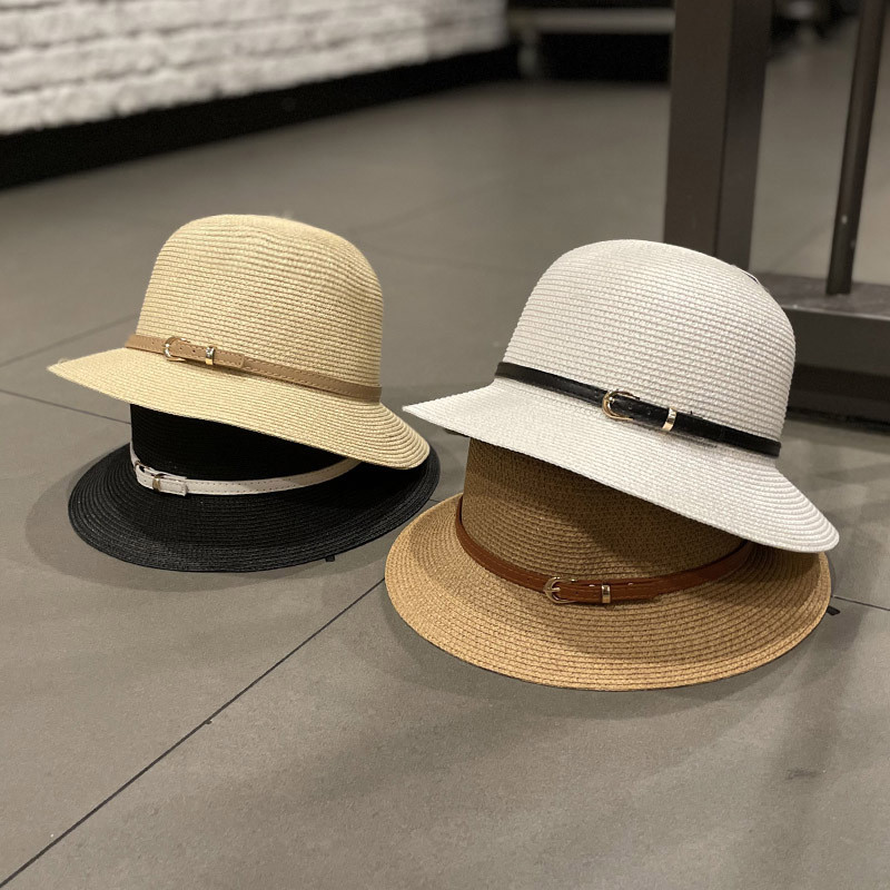 Šeširi za sunce Modni ženski ljetni panamski šešir 2022. Šešir s kantom Pojas Dekoracija Zaštita od sunca Slamnati šešir Ženski šešir za putovanje, odmor na plaži