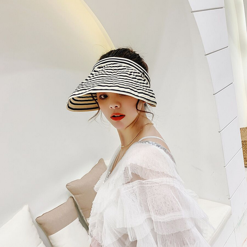 Vasarinės šiaudinės skrybėlės moterims Paplūdimio atostogų kepuraitės Karštos moteriškos tuščios viršutinės skrybėlaitės, sulankstomos didelėmis galvomis, plataus krašto skrybėlė nuo saulės