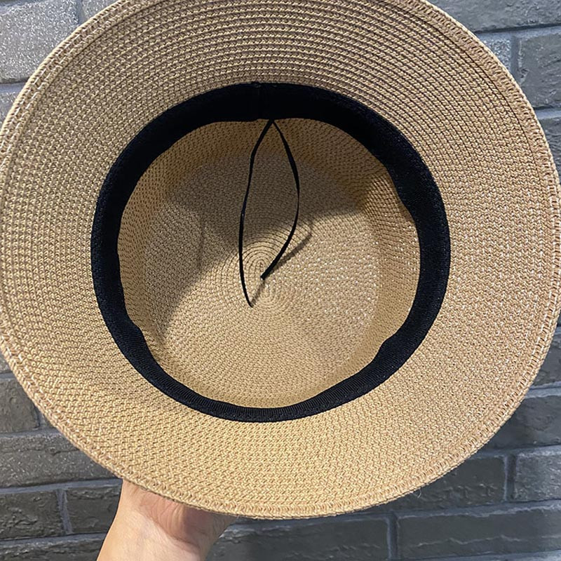 Új női széles karimájú napkalapok Nyári Elegáns Gyöngy Vödörsapka Retro lapos felső Hepburn szalmakalap Összehajtható nyaralás tengerparti hajós kalap