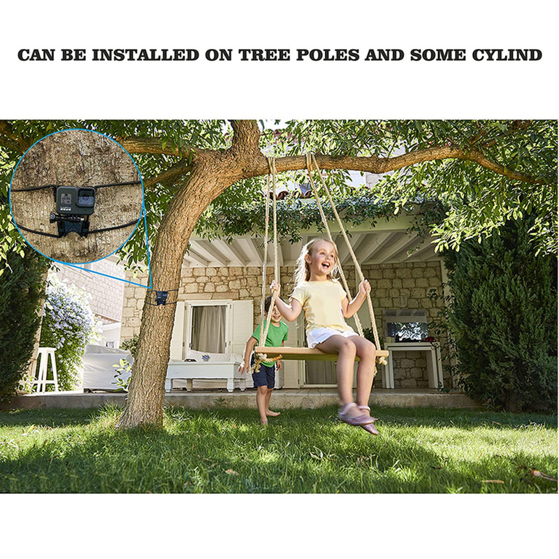 Suptig mrežni adapter za montažu na stup za ogradu s elastičnim instalacijskim užetom za Gopro Hero 11 10 9 8 7 EKEN /SJ/YI 4K /DJI kameru