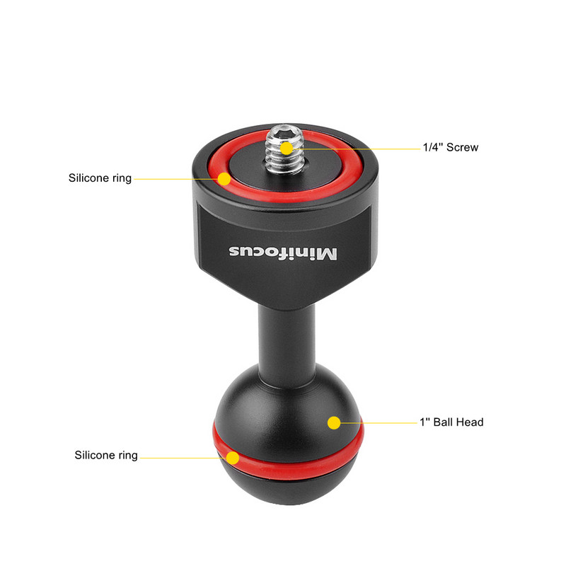 1"-es golyósfejre szerelhető meleg hideg cipőtalp adapter csatlakozó víz alatti búvárkamerához, vízálló házhoz, videó/flash/villanófény