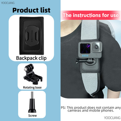 Goprohoz 11 10 9 8 Kiegészítők Hátizsák Clip bilincstartó tartó Go Pro Hero 11 7-hez Yi akciókamerához Dji Action 2 Insta360 ONE X2