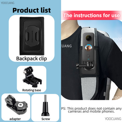 Goprohoz 11 10 9 8 Kiegészítők Hátizsák Clip bilincstartó tartó Go Pro Hero 11 7-hez Yi akciókamerához Dji Action 2 Insta360 ONE X2