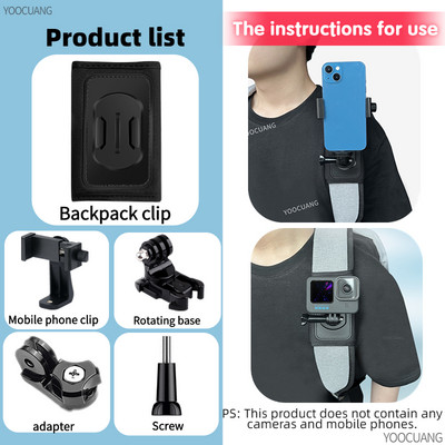 Goprohoz 11 10 9 8 Kiegészítők Hátizsák Clip bilincstartó tartó Go Pro Hero 11 7-hez Yi akciókamerához Dji Action 2 Insta360 ONE X2